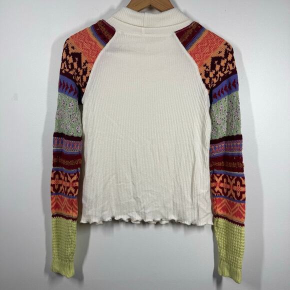 Free People Size XS Prism Fair Isle Sweater in Ivory Women’s Knit Long Sleeves - Picture 2 of 7